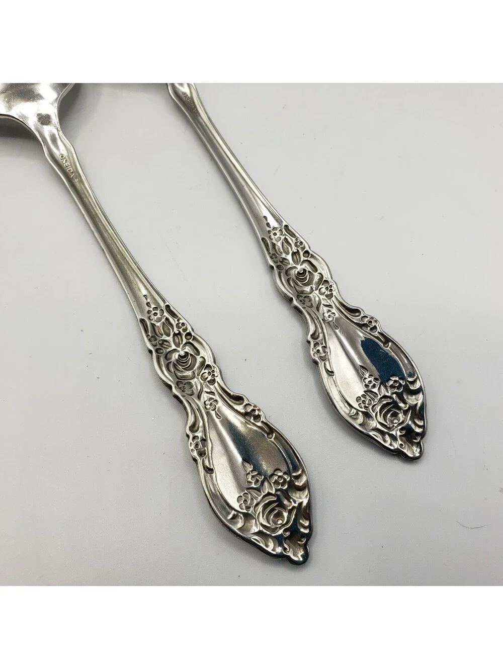 Serving Fork & Spoon WORDSWORTH Oneida USA Glossy Stainless Steel Flatware Meat